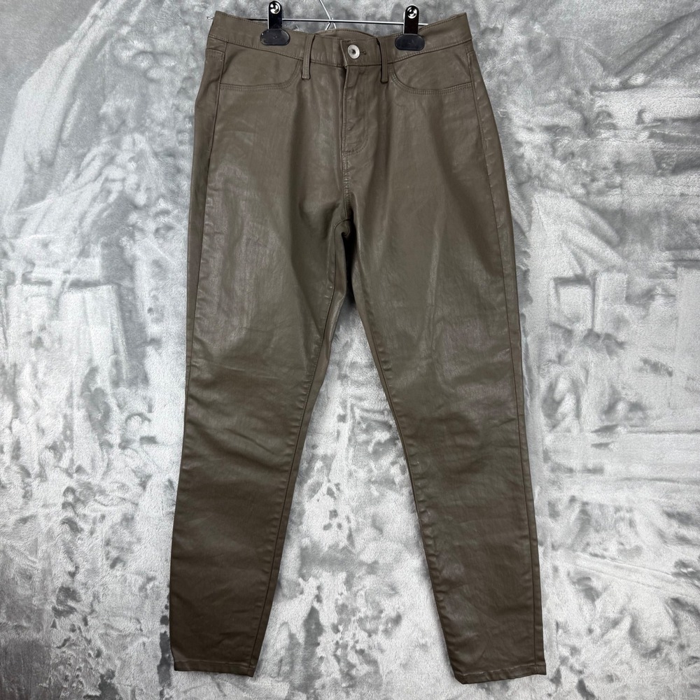 Banana Republic Luxe Sateen 5 Pocket Skinny Pants Taupe Brown Coated 130835-02